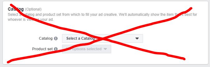 Skip the Facebook catalog set up