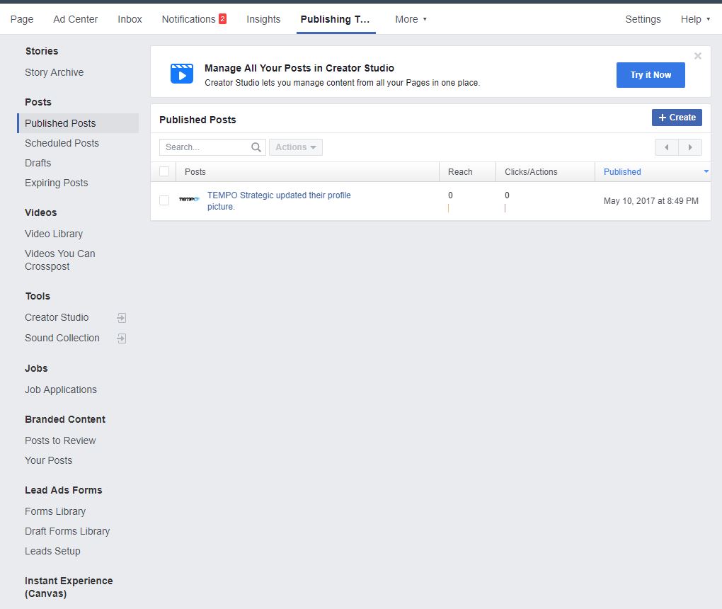 Facebook Page Publishing Tools