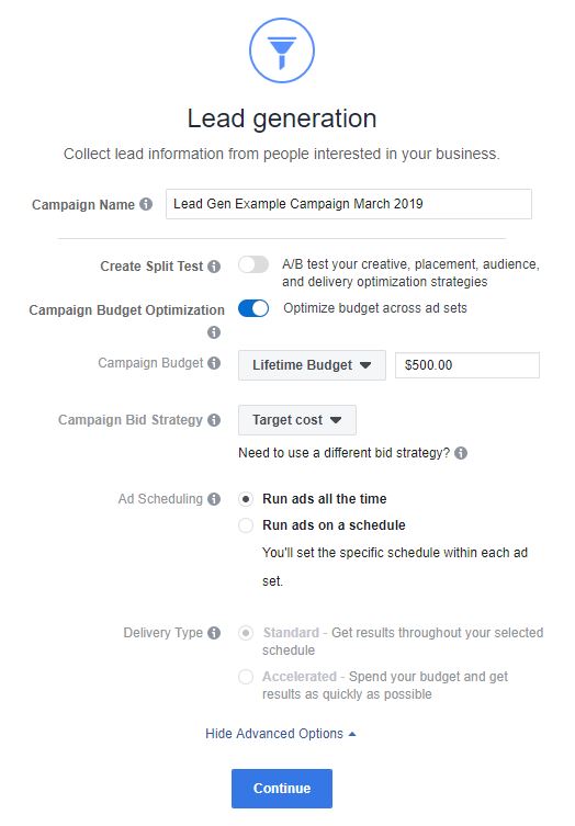 Select Optimize budget across ad sets on Facebook Ads Manager